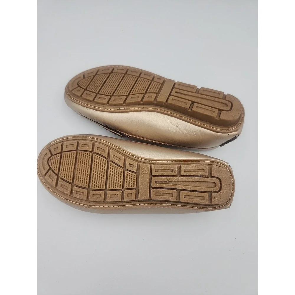 Stylo‎ Girls Slip On Loafers Shoes Gold Glitter Leopard Print Size 12 US EU 29